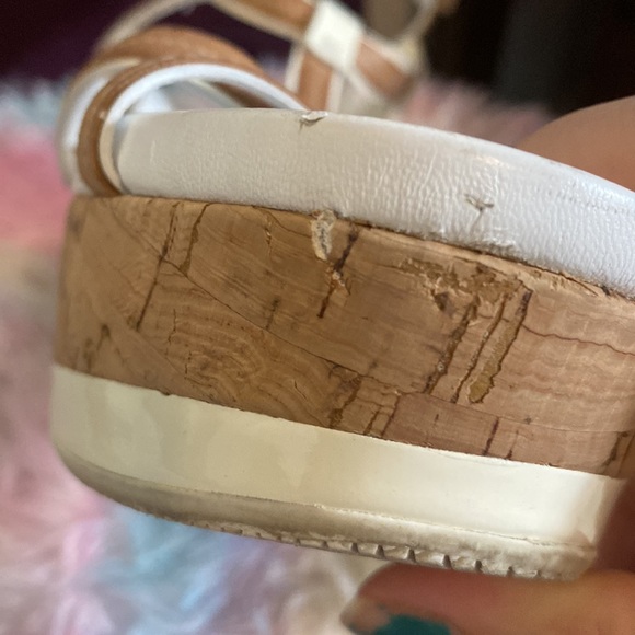 White Prada Sport Wedges with Cork Heel - Picture 13 of 15